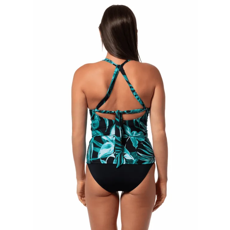 Jantzen BOLD PARADISE LOUISE WRAP TANKINI TOP^ Perfect Prints|Perfect Black Suits