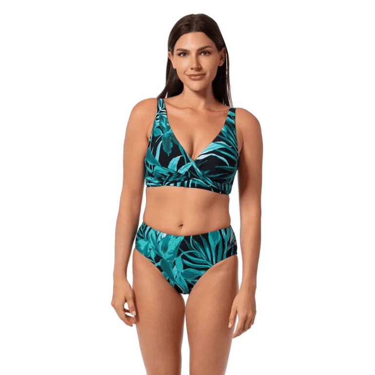 Jantzen BOLD PARADISE VERA SURPLICE BRA TOP^ Perfect Prints|Perfect Black Suits