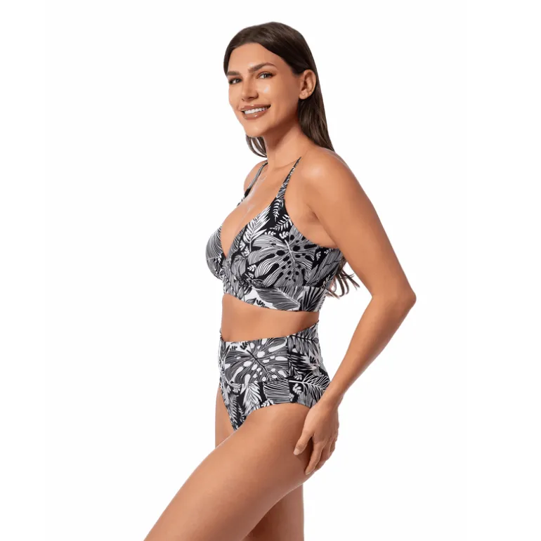 Jantzen FOREST BLAST CECILE MIDKINI TOP^ Perfect Prints|Perfect Black Suits