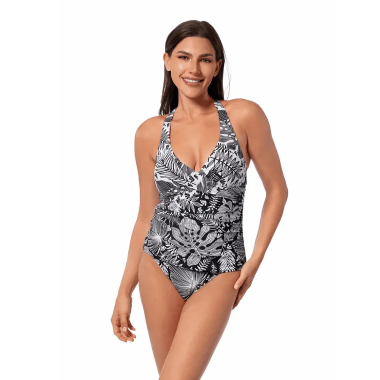 Jantzen FOREST BLAST LOUISE WRAP TANKINI TOP^ Perfect Prints|Perfect Black Suits