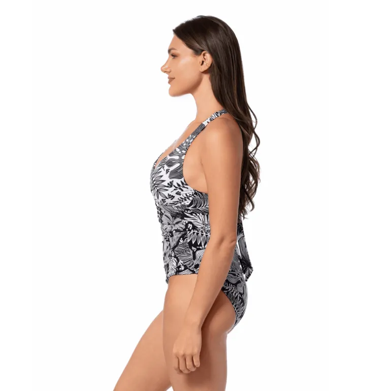 Jantzen FOREST BLAST LOUISE WRAP TANKINI TOP^ Perfect Prints|Perfect Black Suits