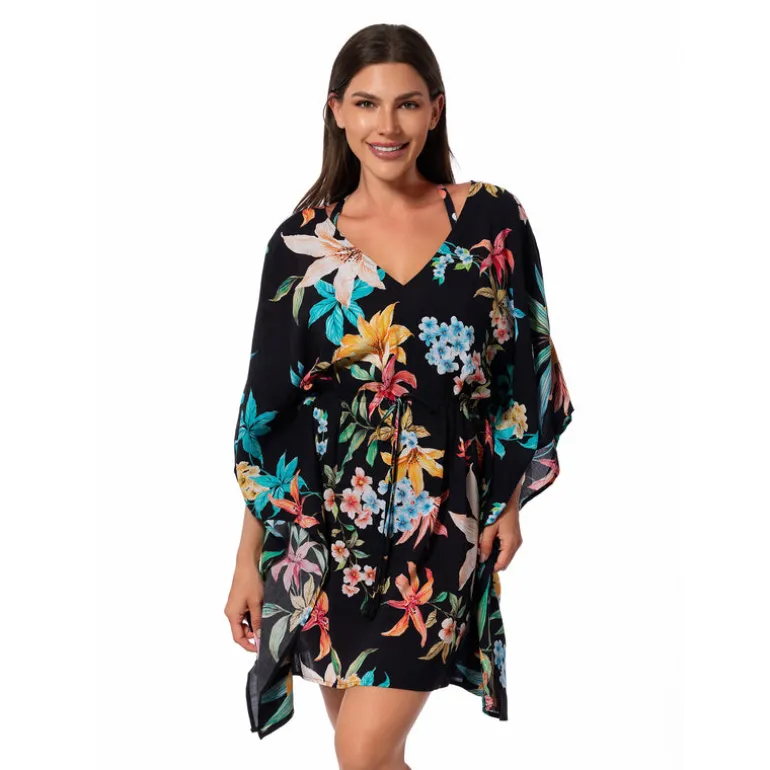 Jantzen GARDEN PARTY JUNE SHORT TUNIC COVER UP^ Beachwear|Floral Print Suits