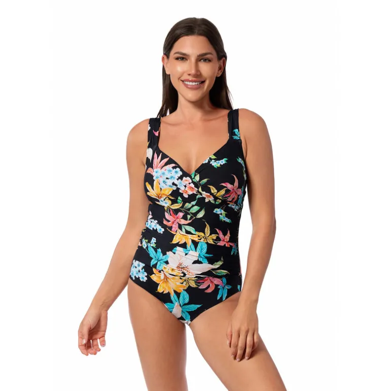 Jantzen GARDEN PARTY SURPLICE MIO ONE PIECE^ Floral Print Suits|Perfect Prints