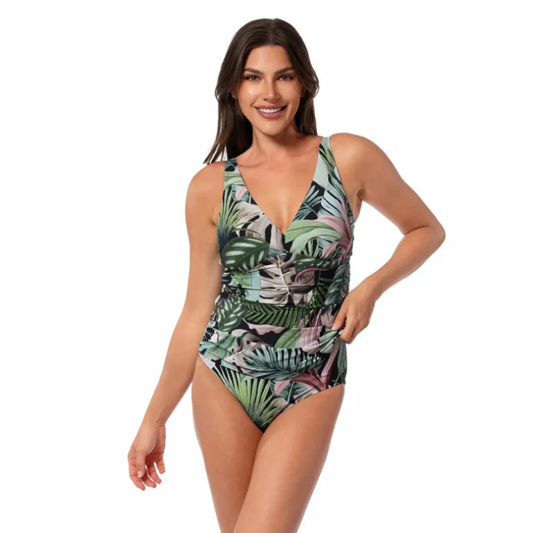 Jantzen JUNGLE GLAM AMBER V-NECK TANKINI TOP^ Perfect Prints|Tankinis