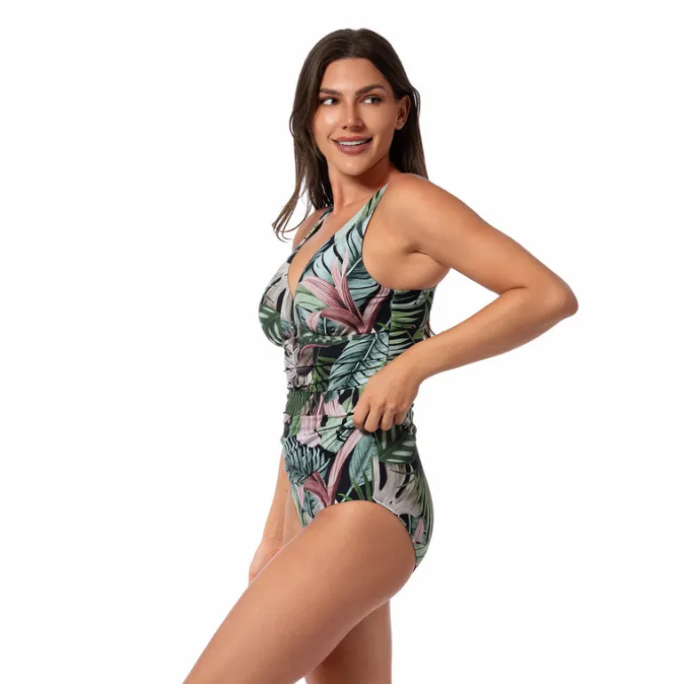 Jantzen JUNGLE GLAM AMBER V-NECK TANKINI TOP^ Perfect Prints|Tankinis