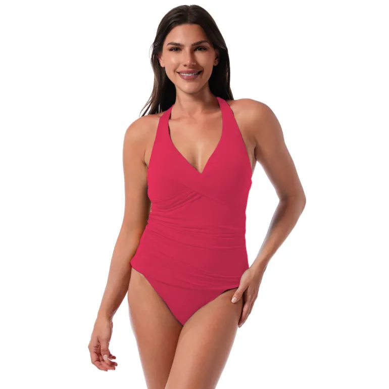 Jantzen LOUISE WRAP TANKINI TOP^ Solid Color Suits|Tops