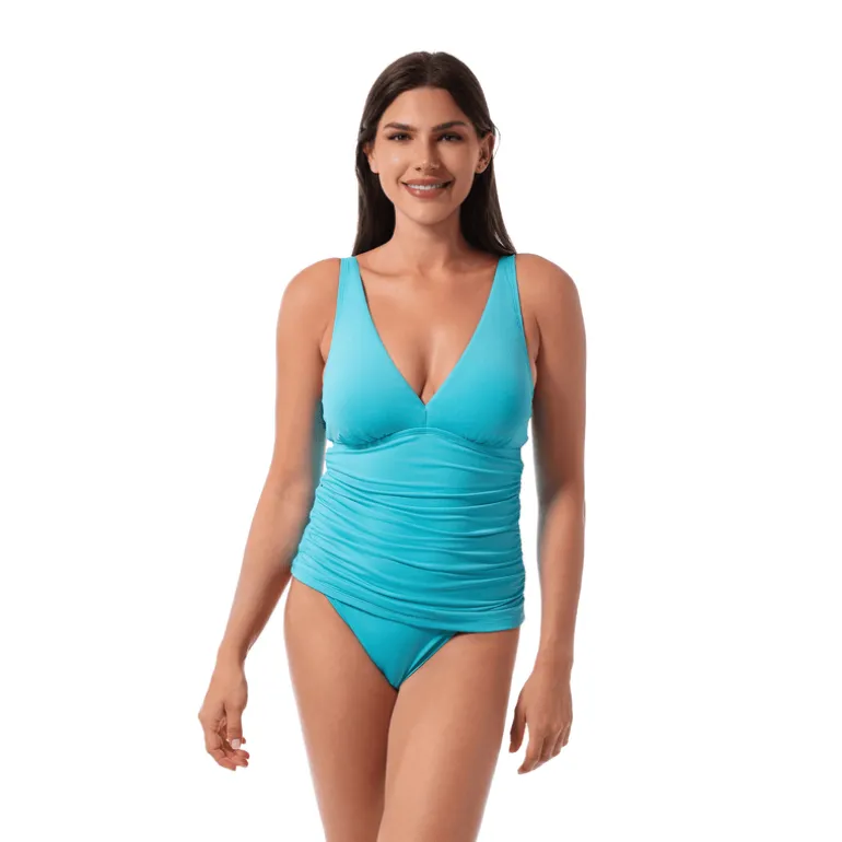 Jantzen LOUISE WRAP TANKINI TOP^ Solid Color Suits|Tankinis