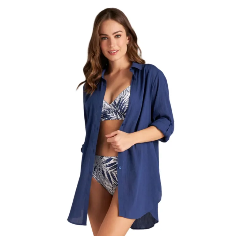 Jantzen MARIE HIGH-LOW SHIRT COVERUP^ Beachwear|Solid Color Suits