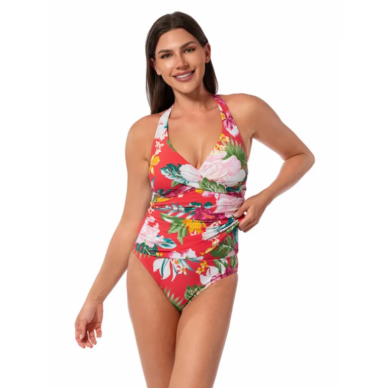 Jantzen MORNING BLOOM LOUISE WRAP TANKINI TOP^ Floral Print Suits|Perfect Prints