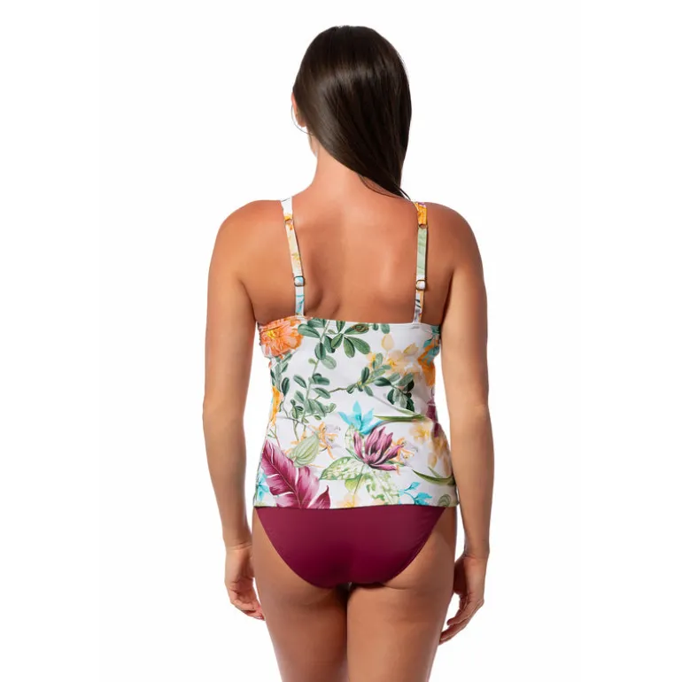 Jantzen MYSTIC TROPIC AUDREY DRAPED TANKINI TOP^ Floral Print Suits|Perfect Prints