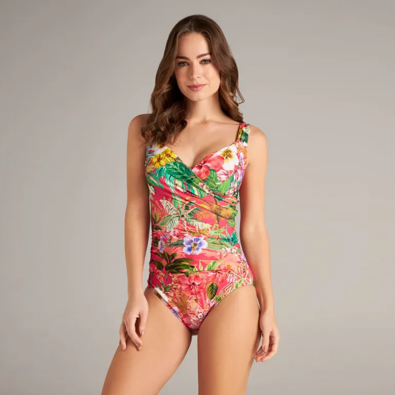 Jantzen PALMS & TROPICS SURPLICE ONE PIECE^ Floral Print Suits|Perfect Prints