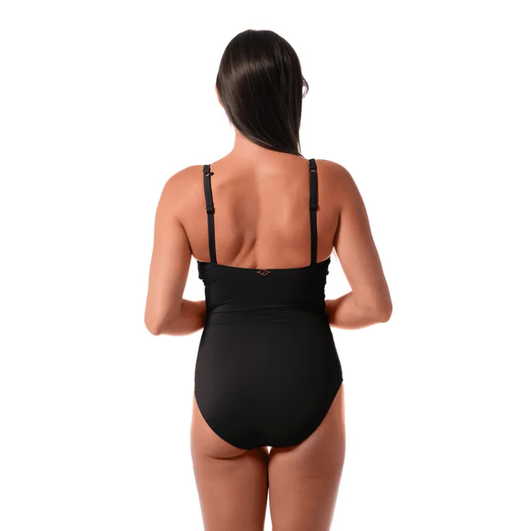 Jantzen PATTY SURPLICE ONE PIECE^ Solid Color Suits|Perfect Black Suits