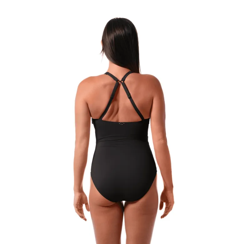 Jantzen PATTY SURPLICE ONE PIECE^ Solid Color Suits|Perfect Black Suits