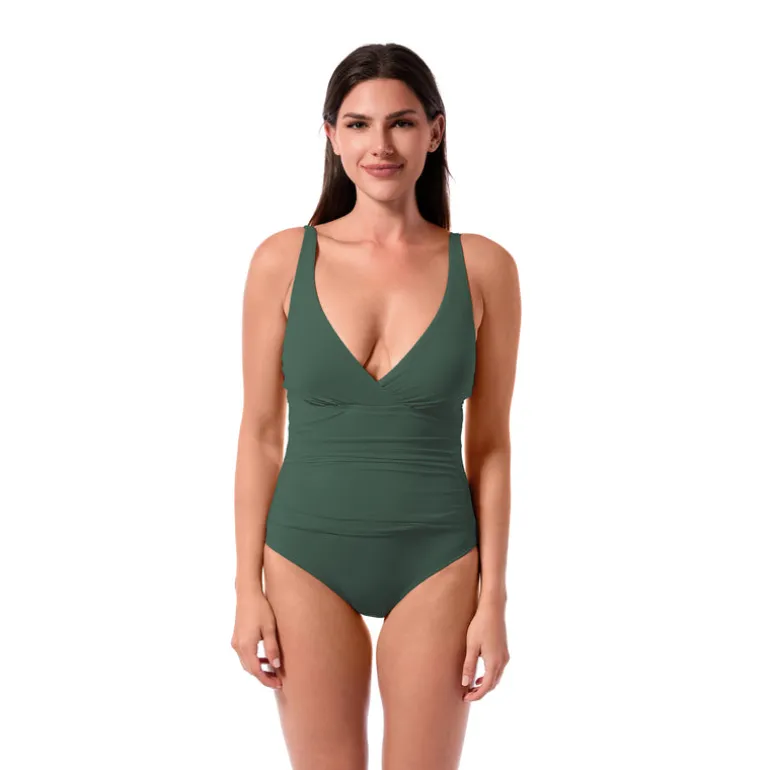 Jantzen PATTY SURPLICE ONE PIECE^ Solid Color Suits|One Pieces