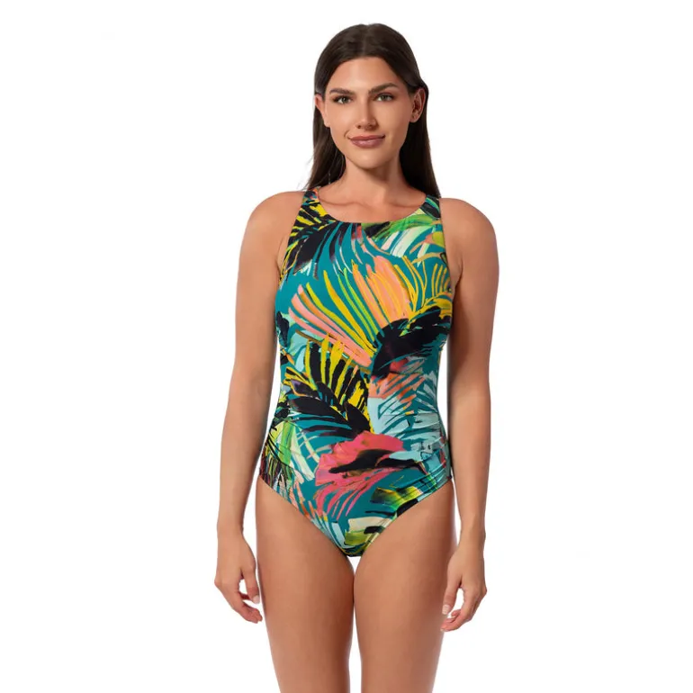 Jantzen SUNSET MAGIC LAYLA CROSS BACK HIGH NECK ONE PIECE^ Perfect Prints|High Neck Suits
